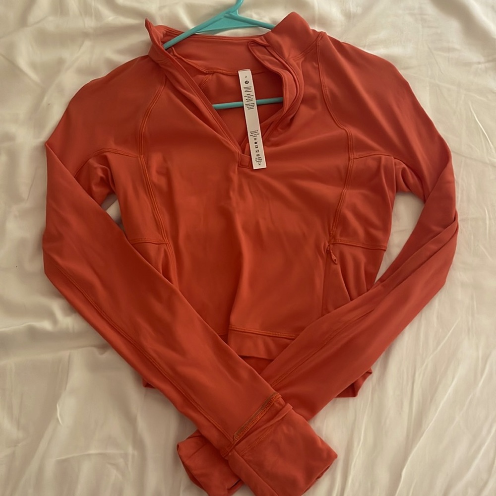 Autumn orange half zip define jacket